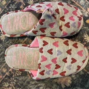 AMO Women's Slippers with Heart Design - Gray, Pink, and Purple